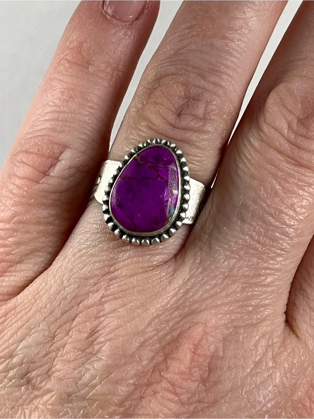 Solid Sterling Silver Sea Sediment Jasper Ring Size 7.5 Adjustable